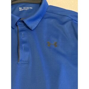Under‎ Armour Polo Shirt Mens Size XXL S/S Blue Stretch Casual Golf Logo